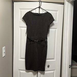 Jones Wear Shift Dress marl gray with black belt size 12